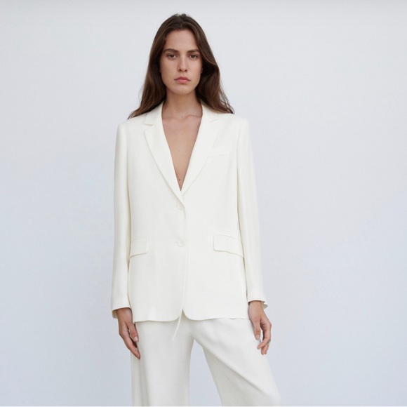 COPY - Zara Limited Edition Oyster White Flowing Blazer Size XS 8344 583 251 - Picture 3 of 15